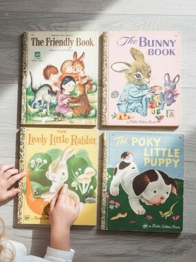 Vintage Little Golden Books Lot of 4‎ Bunny Poky Puppy Easter Kids Bunny Rabbit